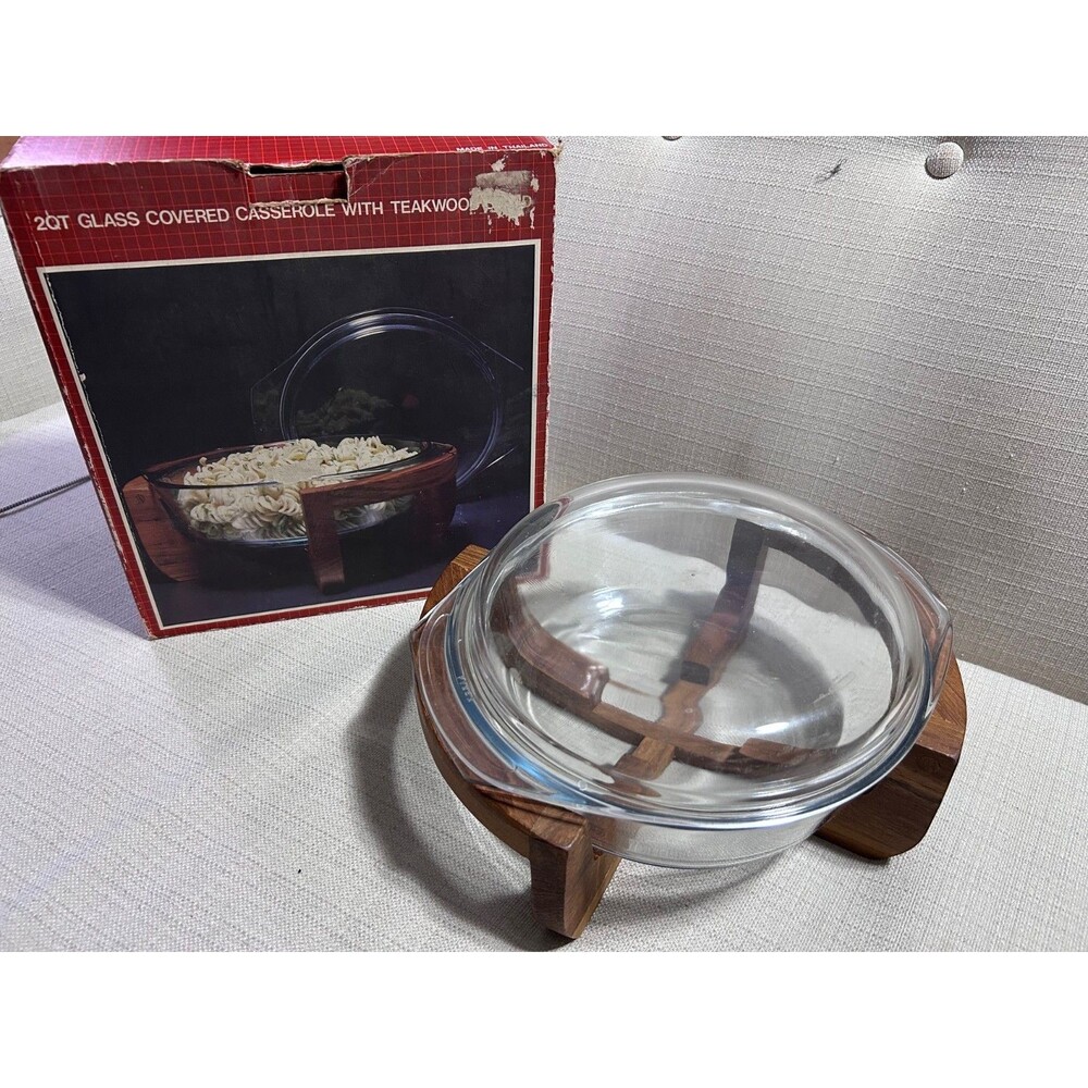 Vintage MidCentury Gailstyn-Sutton Teak Casserole w/ Marinex Glass Roaster